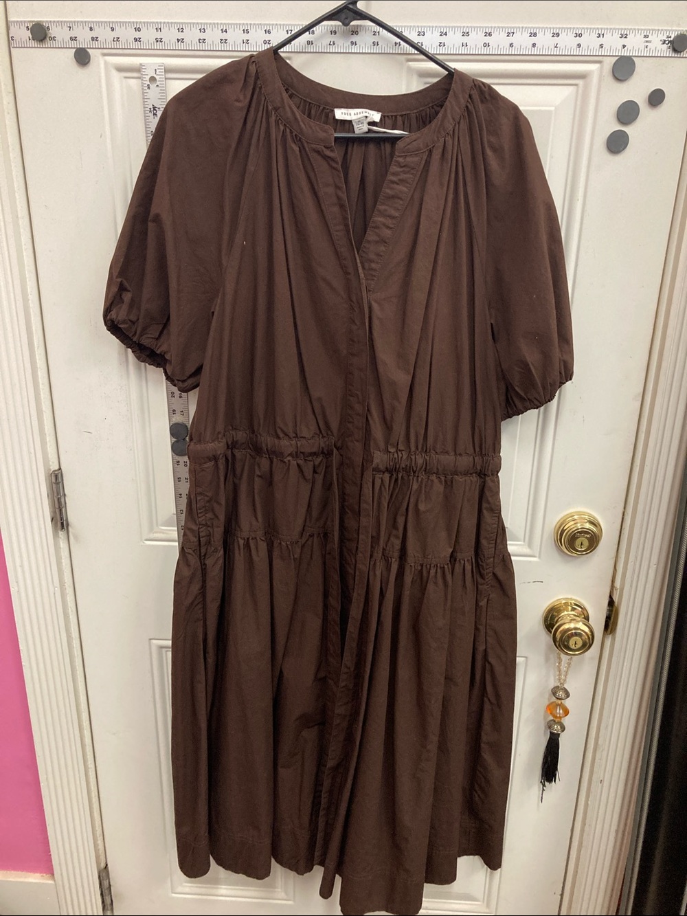 Poofy Brown Midi Dress